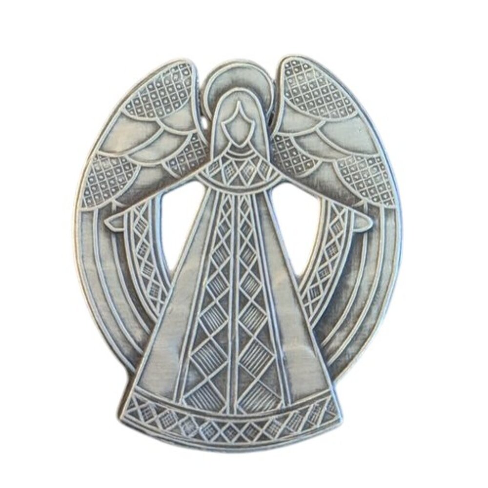 Wendell August Handmade Forge Forged Blessed Angel Pin Brooch Aluminum Etched